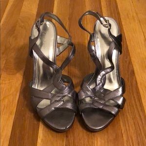 CALVIN KLEIN SILVER HEELS